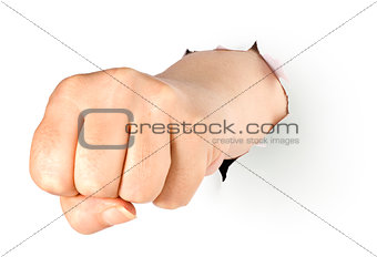 Fist Punch Torn Paper Cutout