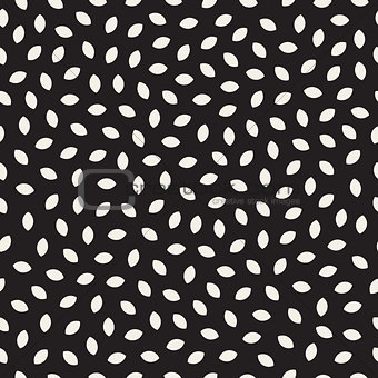 Vector Seamless Black and White Ellipse Shape Jumble Pattern