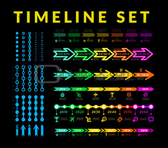 Timeline infographic vector set