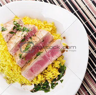 Ahi Tuna Steak With Rice