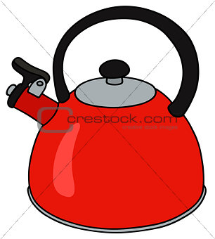 Red metal kettle