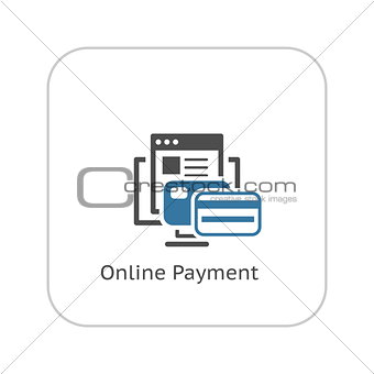Online Payment Icon. Flat Design.