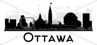 Ottawa City skyline black and white silhouette. 