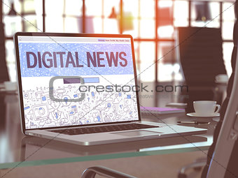 Laptop Screen with Digital News Concept. 3D Illustration.