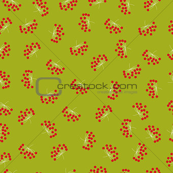 Autumn berries seamless pattern. Big bunches of red autumn berries.