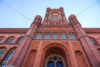 Red town hall of Berlin - massive red brick building