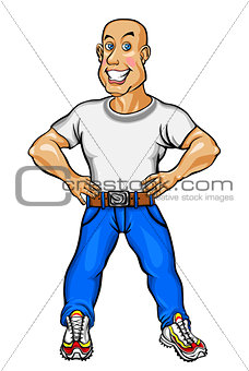 Smiling man in shirt and blue jeans