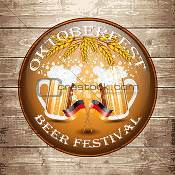Vintage styled emblem for Oktoberfest festival.