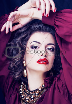 beauty rich brunette woman with a lot of jewellery, hispanic cur