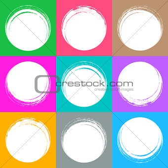 Colorful brush strokes circle buttons