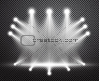 Realistic stage lighting vector background