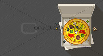 Italian pizza in open box