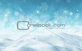 3D Christmas background with snow