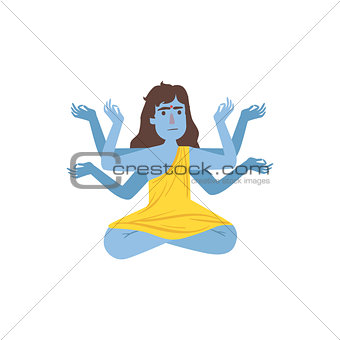 Blue Skinned Kali Goddess With Many Arms