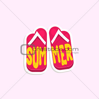 Flip-Flops Bright Color Summer Inspired Sticker With Text