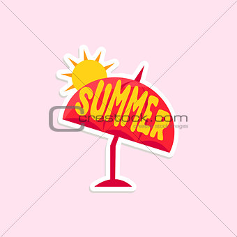 Beach Umbrella Bright Color Summer Inspired Sticker With Text