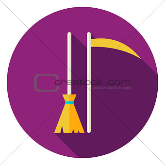 Broom and Scythe Circle Icon