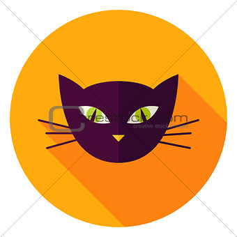 Night Cat Face Circle Icon