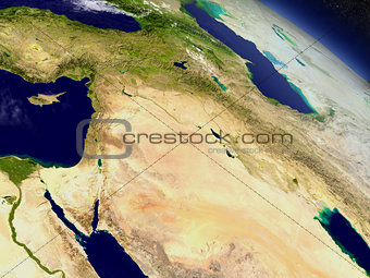 Israel, Lebanon, Jordan, Syria and Iraq region from space