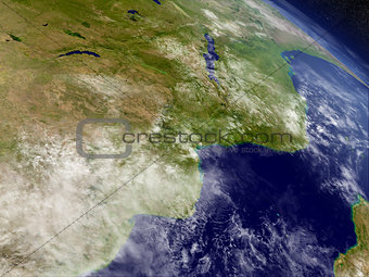 Mozambique and Zimbabwe from space