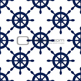 Seamless vector pattern with nautical blue helms.