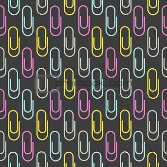 Paper clip vector seamless pattern.