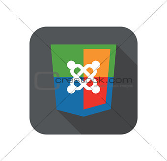 vector illustration of web development shield sign symbol content system. isolated badge