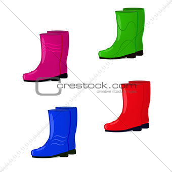 Vector illustration of a set of rubber boots