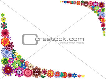 Greeting card with many colourful flowers