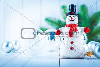 Christmas snowman with glass balls decoration