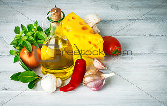 Ingredient for italian food with herbs