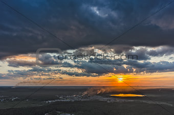 Aerial view above industrial area. Vinzili. Russia