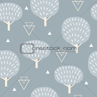 Seamless pattern in modern Scandinavian style. Vector geometry background of north nature.