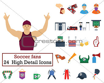 Set of 24 Football Fans Icons