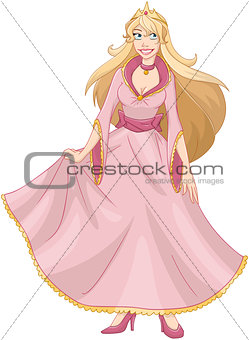 Blond Princess In Pink Yellow Dress
