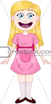 Cute Girl In Pink Dressing Standing