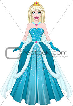 Snow Princess In Blue Dress Front