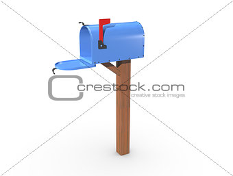 3D Rendering of a blue Mailbox open