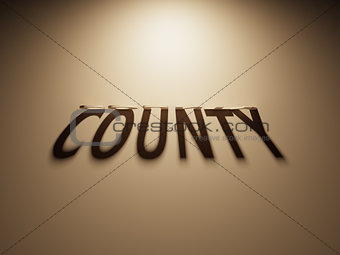 3D Rendering of a Shadow Text that reads County