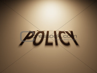 3D Rendering of a Shadow Text that reads Policy