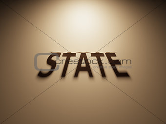 3D Rendering of a Shadow Text that reads State