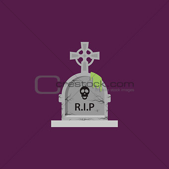 Tombstone for halloween in a flat style