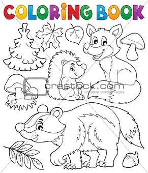 Coloring book forest wildlife theme 1