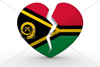 Broken white heart shape with Vanuatu flag