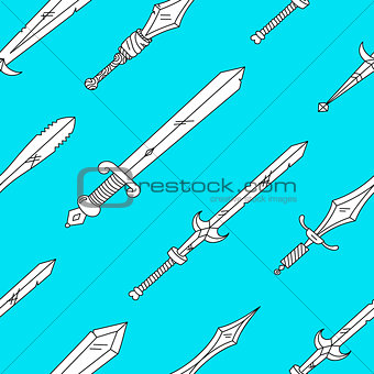 Vector hand drown pattern with swords