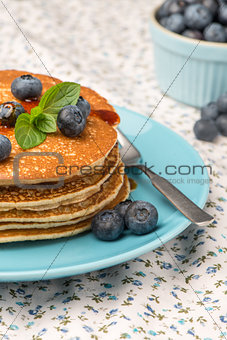 Pancakes with fresh blackberries