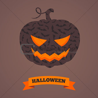 Spooky pumpkin with bats.