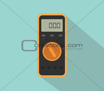 multimeter digital tools voltage with flat color and long shadow