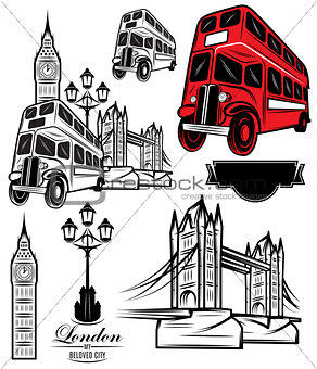 vector templates London attractions and transport for design