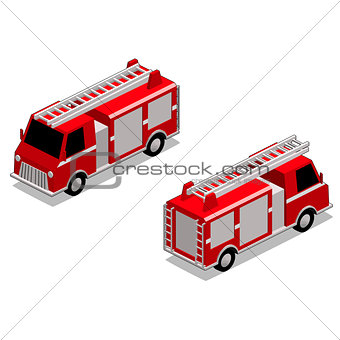 Isometric firefighter truck